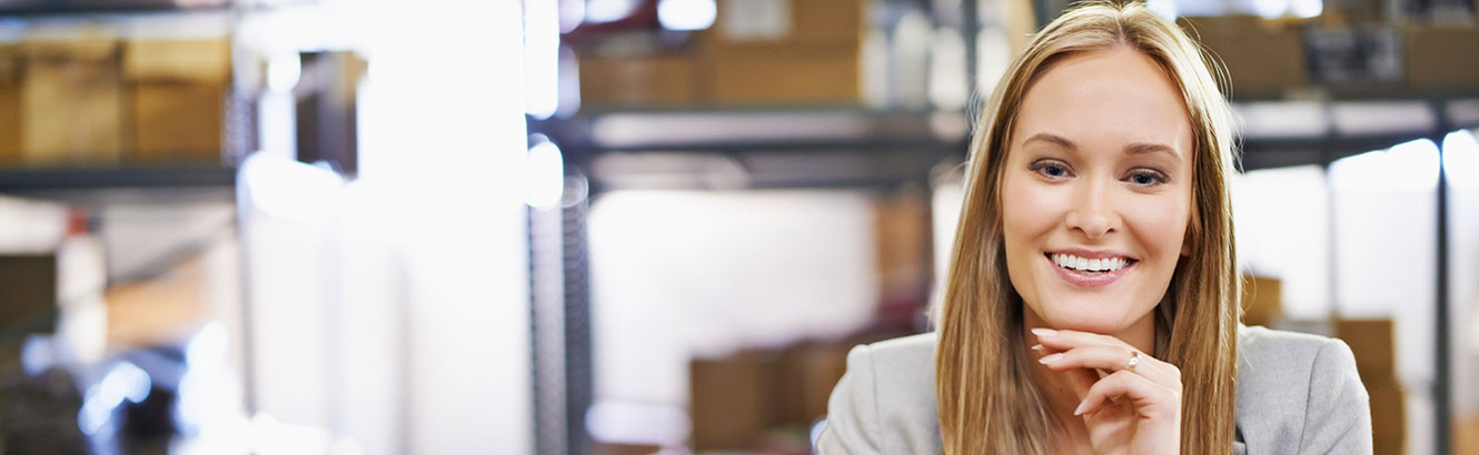 smiling woman at work